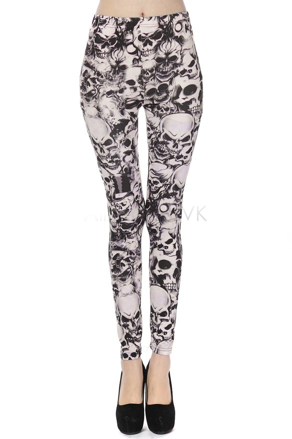 Sexy Skinny Women Leggings skull print Long Slim Stretch pattern Promotion Slim Cheap Pants fitness Trousers B19 CB036092