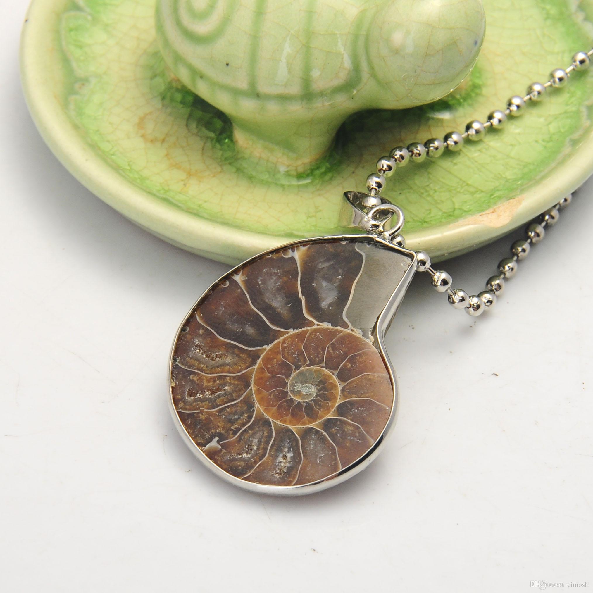 2018 necklace women Handmade Silver Wrapped natural Conch fossil necklace fine Jewelly necklaces & pendants Jewelly for women free shipping