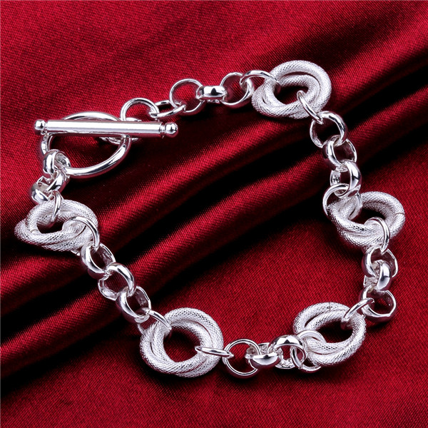 Hot sale christmas gift 925 silver Bicyclic TO Bracelet DFMCH352,Brand new fashion 925 sterling silver plate Chain link bracelets high grade