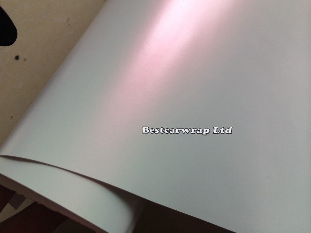 Premium Pearl White Matt Vinyl Wrap White-pink Pearlescent white Matte Film Car Wrapping Foil Sticker Size:1.52*20M/Roll ( 5x66ft