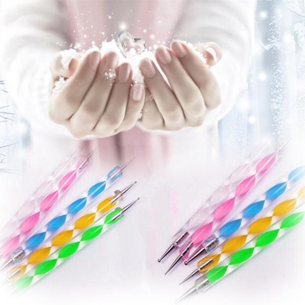 2-way Dotting Pen Marbleizing Tool Nail Polish Paint Manicure Dot Nail Art Set 5 pcs/lset 100sets/lot Fedex DHL free