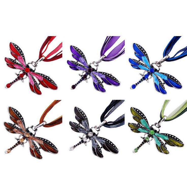 hot sell 6Colors Vintage Enamel Dragonfly Crystal Pendant Necklaces Organza String Necklace Necklaces fashion Jewelry
hot sell 6Colors Vintage Enamel Dragonfly Crystal Pendant Necklaces Organza String Necklace Necklaces fashion Jewelry