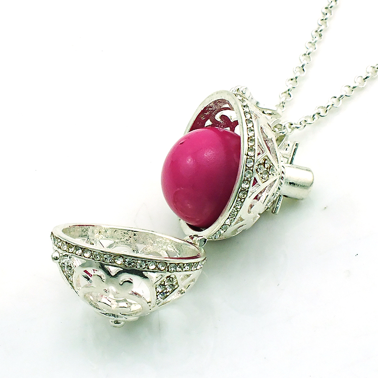 Free Shipping Angel Necklaces Pregnancy Ball Bola Harmony Ball Copper Rhinestone Box Pendants Necklaces For Pregnant Woman Jewelry