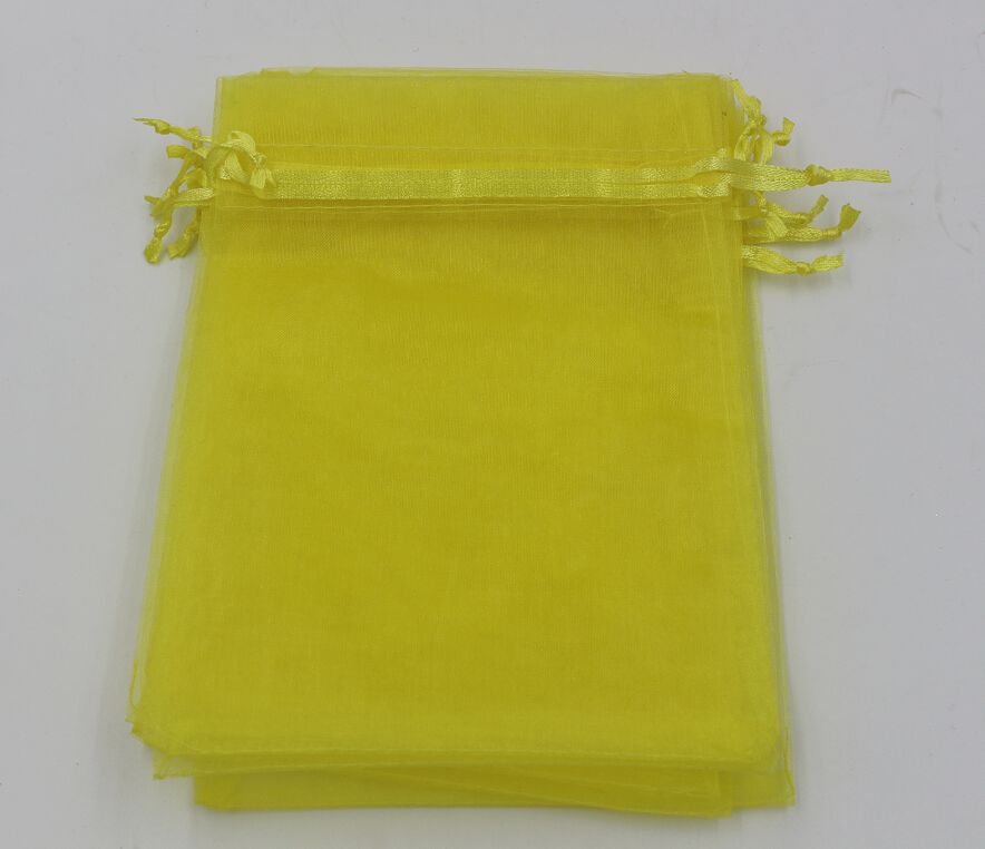 Lemon Yellow 7x9cm 9X11cm 13X18cm Organza Jewelry Gift Pouch Bags For Wedding favorsbeads Accessories