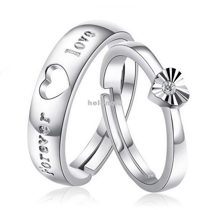 925 Sterling Silver Rings Diamond Ring Love Couple Ring Opening Creative Fashion Rings Forever Love