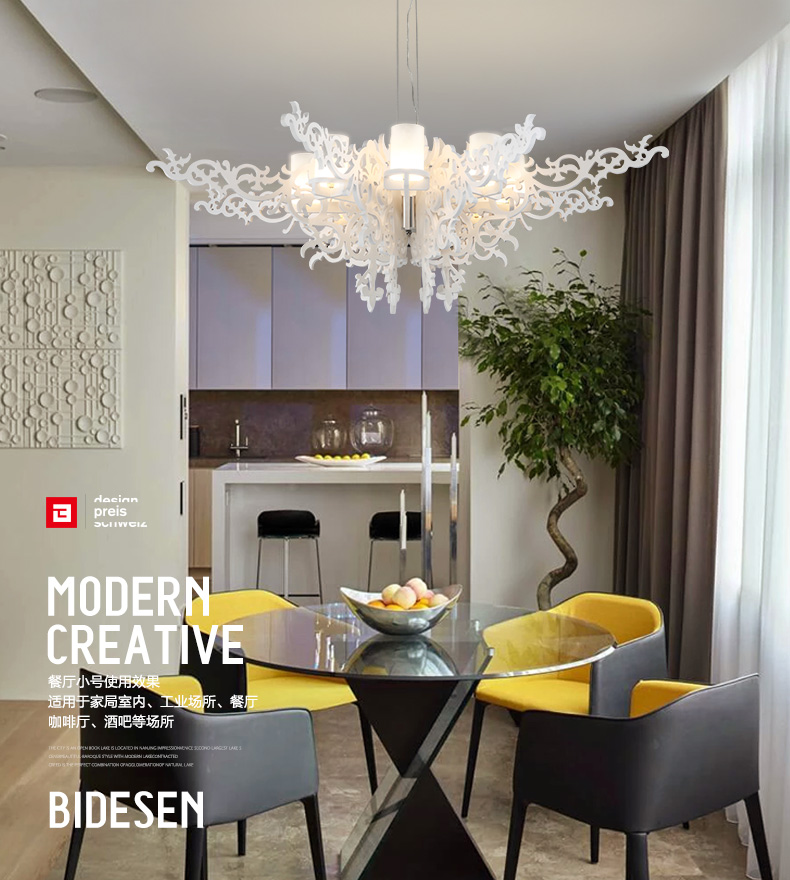 Angel Wings LED Pendant Lamps Droplight 8 Lights 110V 220V Hotel Living Light Chandelier Lamp