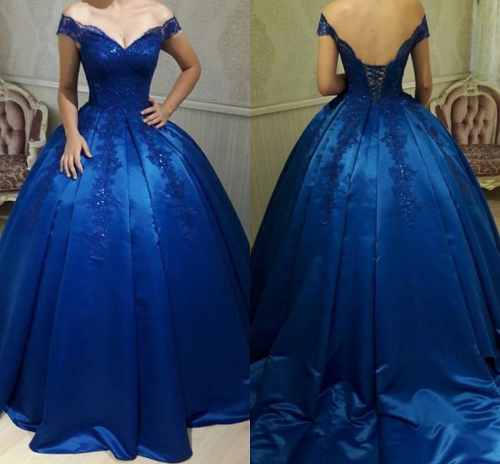 Royal Blue Ball Gown Evening Dresses Off Shoulder Appliques Beaded Satin Corset Backless Prom Dresses Quinceanera Dresses Sweet 16 Gowns, Red
Royal Blue Ball Gown Evening Dresses Off Shoulder Appliques Beaded Satin Corset Backless Prom Dresses Quinceanera Dresses Sweet 16 Gowns, Red