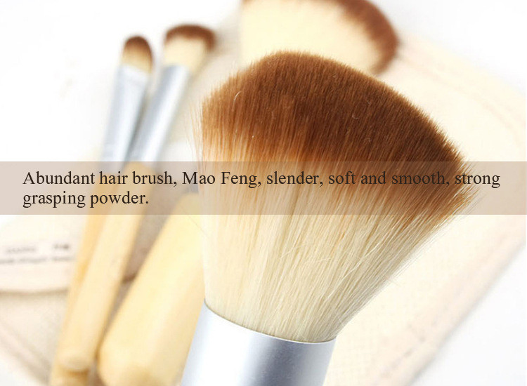 DHL free 4PCS Natural Bamboo Handle Makeup Brushes Set Cosmetics Tools Kit Powder Blush Brushes with Hemp linen bag