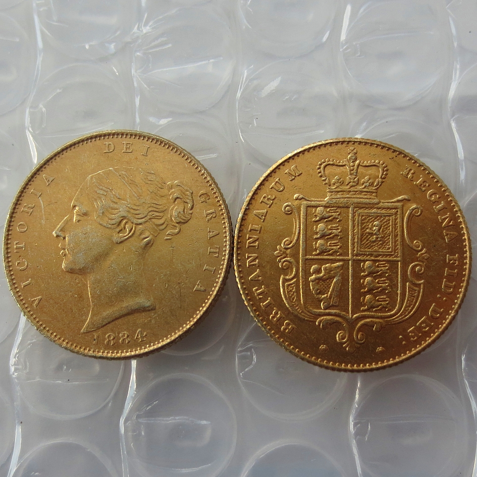 1884 Queen Victoria Young Head Gold Coin Very Rare Half Sovereign Die Copy Coin Promotion Cheap Factory Price nice home Accessories Coins
1884 Queen Victoria Young Head Gold Coin Very Rare Half Sovereign Die Copy Coin Promotion Cheap Factory Price nice home Accessories Coins