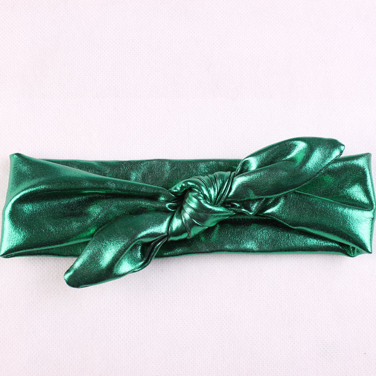 20pcs NEW child bronzing Turban Twist Headband Head Wrap Twisted Knot Baby Metallic Bunny Ears bow elastic headband Vintage FD6538
