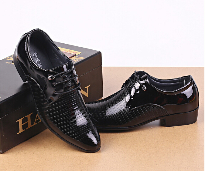 new spring autumn men leather shoes pointed toe patent business casual leather shoes lace up oxfords shoes