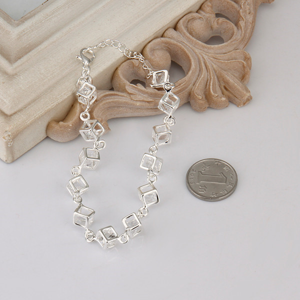 Hot sale 925 silver Whitehead checkered Bracelet DFMCH241, Brand new fashion sterling silver plate Chain link gemstone bracelets high grade