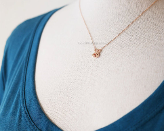 10PCS Tiny Honey Bee Necklace Honeybee Bumble Bee Necklace Queen Bee Cute Insect Necklaces Bumblebee Beehive Necklaces
