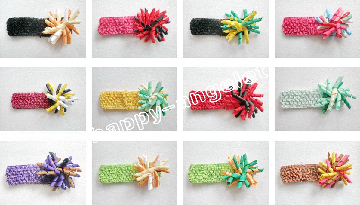 Baby Christening waffle Crochet headband corker bows flowers Hair clip barrettes girl korker hair bands Woven headbands 50pcs PD011