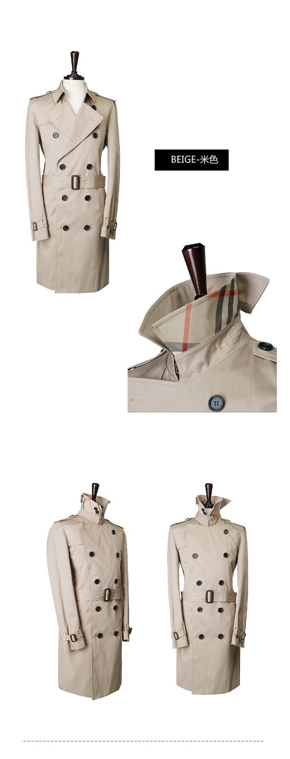 Fall-Newest Cloak Good Quality Luxury X-long Men's Fashion Trench Coat For Man Casual Wind Coat Stand Collar 2 COLORS
