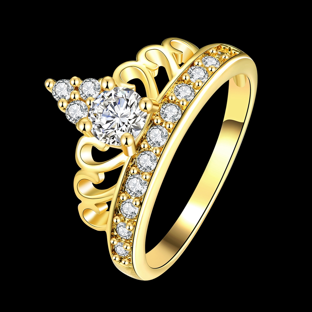 Lady Acessories Royal Crown Shaped Genuine Crystal Paved Stylish Womens Ring Size 7 Jewelry Gift Free Shipping