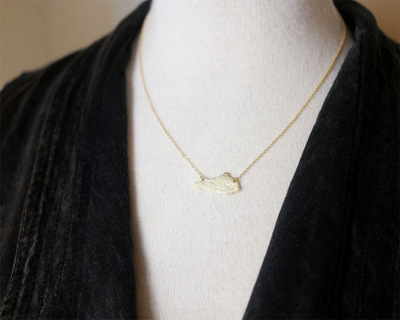 10PCS Cut Outline Kentucky State Map Necklace KY state America USA Necklaces for Hometown Gifts