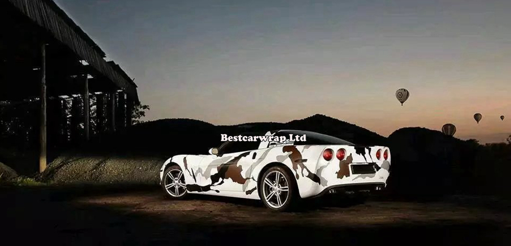 BLACK WHITE Camo VINYL Wrap Full Car Wrap Acrtic winter Camouflage Vinyl Wraps Film Black & Grey white size 1.52 x 30m/Roll Free Shipping