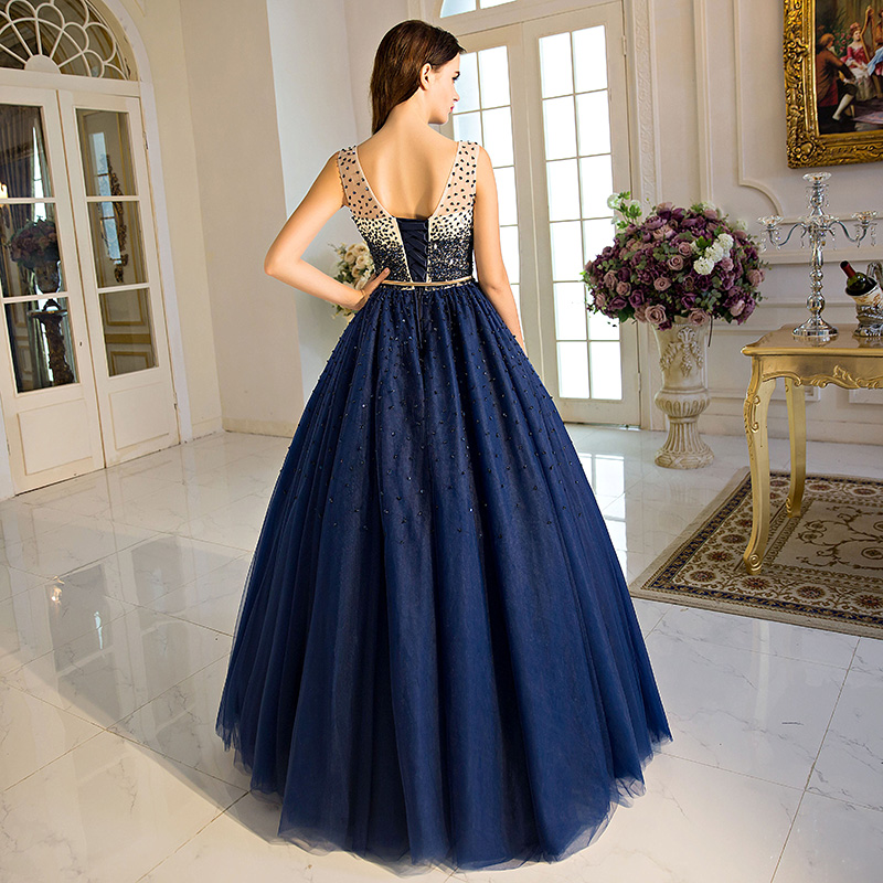 Glorious Navy Blue Ball Gown Prom Dress Major Beading Shining Sequins Quinceanera Dress Pageant Gowns Quinceanera Dresses