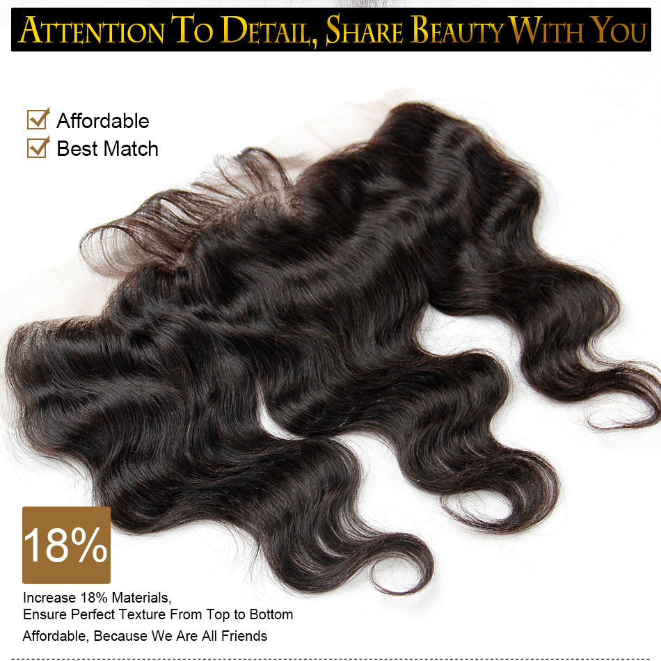 Lace Frontal Closure Brazilian Body wave 13x4 Size Free Middle 3 Part Full Lace Frontal Brazilian Virgin Human Hair Closures Natural Black