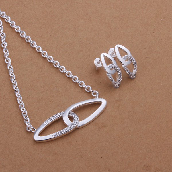 High grade 925 sterling silver Cross-O-Set jewelry sets DFMSS402 Factory direct sale wedding 925 silver earring ring