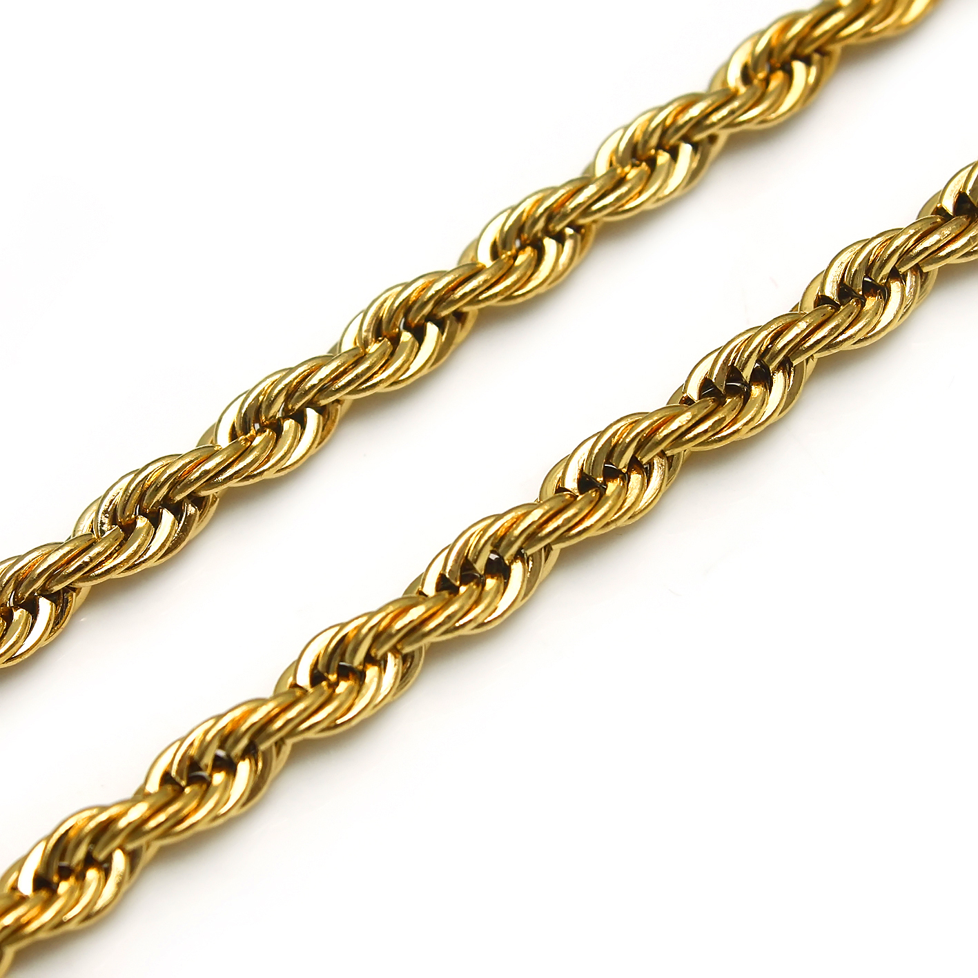 New XMAS /Valentine GIFTS Gold Plated Pure 316L Stainless steel Charming Twist Rope Chain Link Necklace Hotsale Women Men Jewelry 4mm 24''