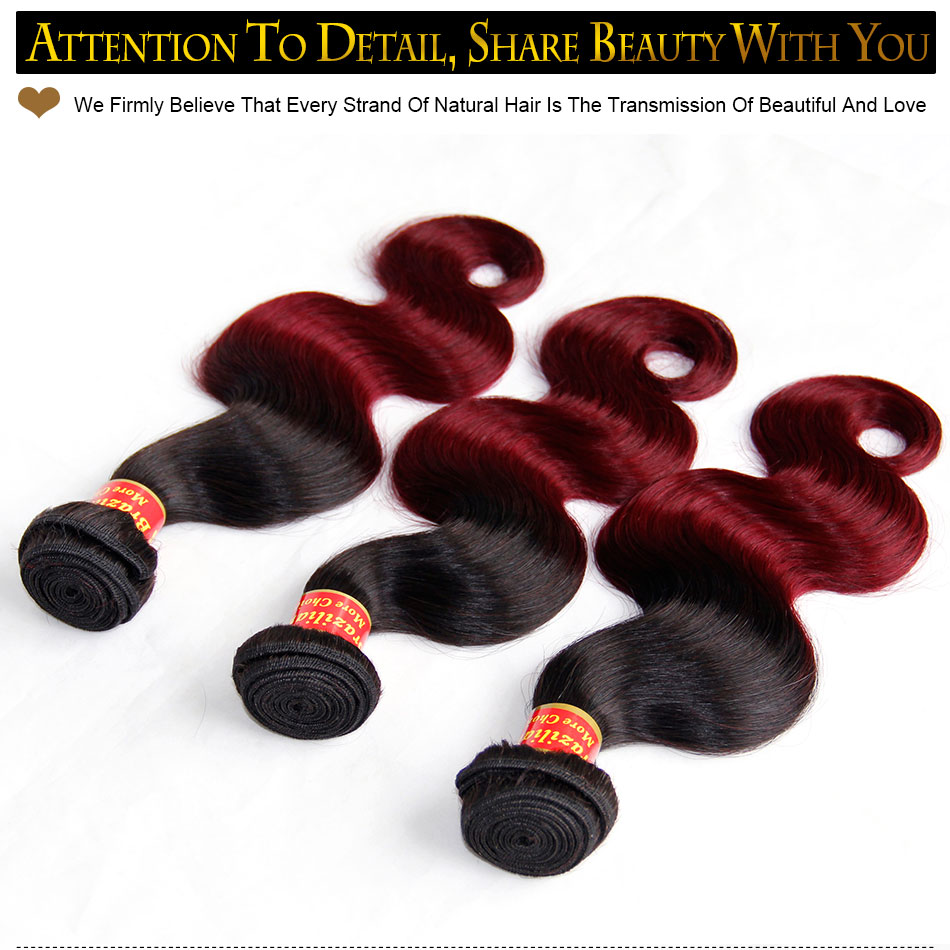 Ombre Brazilian Virgin Hair Weaves Two Tone 1B/99J Burgundy Wine Red Peruvian Malaysian Indian Cambodian Body Wave Human Hair Extensions