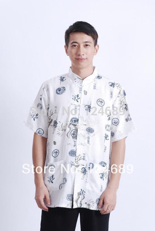 Wholesale-Free shipping 2016 new national trend chinese style top tradition Chinese dragon print Shirt mandarin collar shirt tang shirt