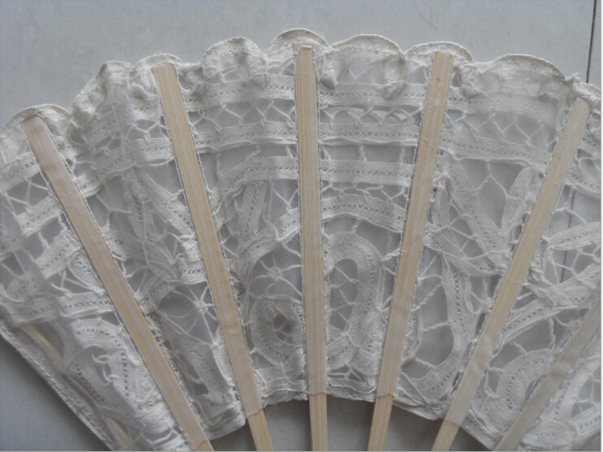 Bridal Wedding Formal Events Fans Wedding Fans Folding Lace Fans Handmade 10.6'' Plain White Hand Fans Ladies' Folding Fans