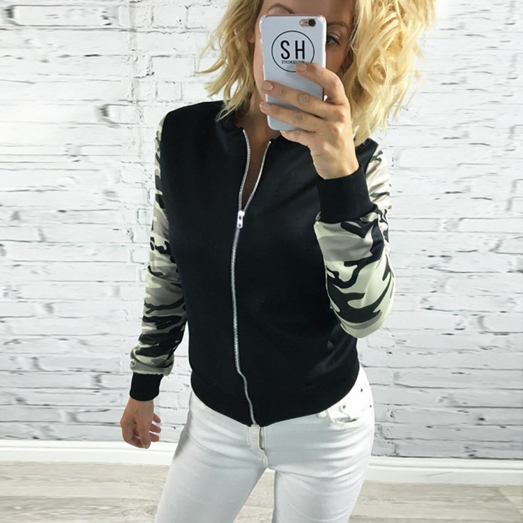 Wholesale- On sale New spring Womens Ladies long sleeve ARMY green Camo Camouflage Zip Up Bomber Jacket Basic splice Coat
Wholesale- On sale New spring Womens Ladies long sleeve ARMY green Camo Camouflage Zip Up Bomber Jacket Basic splice Coat