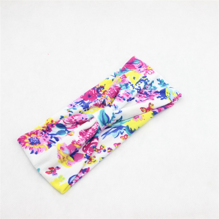 Baby Kids Toddler Cotton Fabric Floral Bandanas Flat Knot Headbands Headwrap plant flower Baby Turban Tie Knot Head wrap headband FD6559