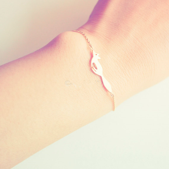 10PCS- B016 Silver Gold Cute Forest Running Fox Bracelets Simple 3d Animal Fox Face Bracelet Tiny Fox Tail Bracelets for Women