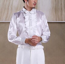Wholesale-Free shipping white/black/red/blue/ ruffles tuxedo shirts party/wedding shirts