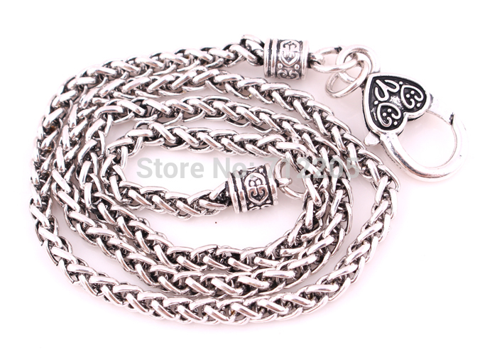 New Arrival Free ship Lobster Claw Wheat Link Necklace Chain with Large Clasp with two-tone silver wheat links Necklaces Chains от DHgate WW