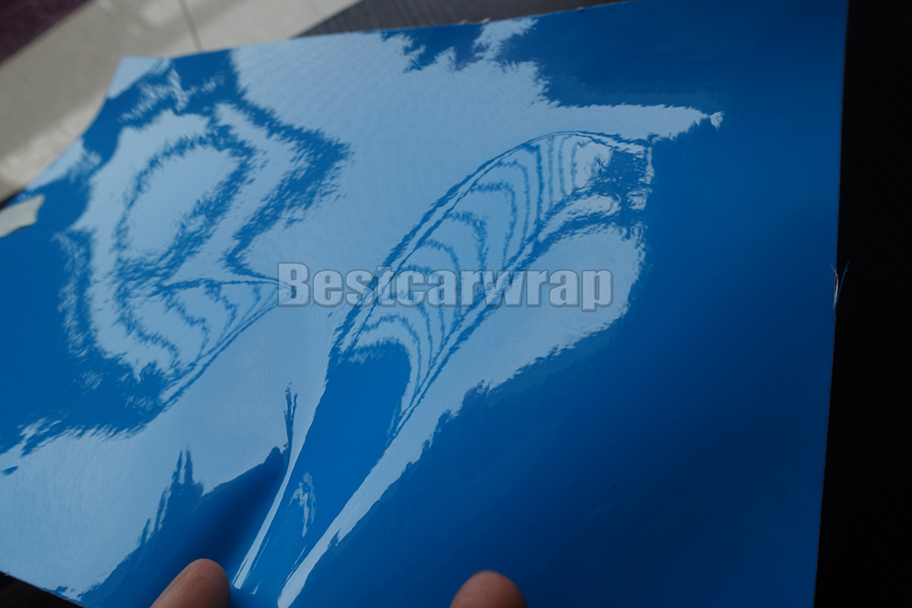 Azure Blue Ultra Glossy Vinyl wrap with 3 Layers High Gloss blue Shiny Car Wrap Film Graphics with air Free Vheicle stickers 1.52*20M/Roll