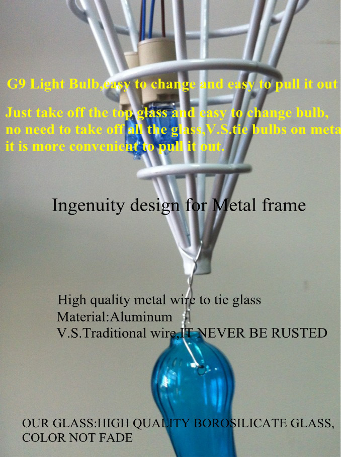 Modern Chandelier LED Hand Made Blown Glass Crystal Chandelier Murano Blue Pendant Light for Home Decoration Cheap High Quality