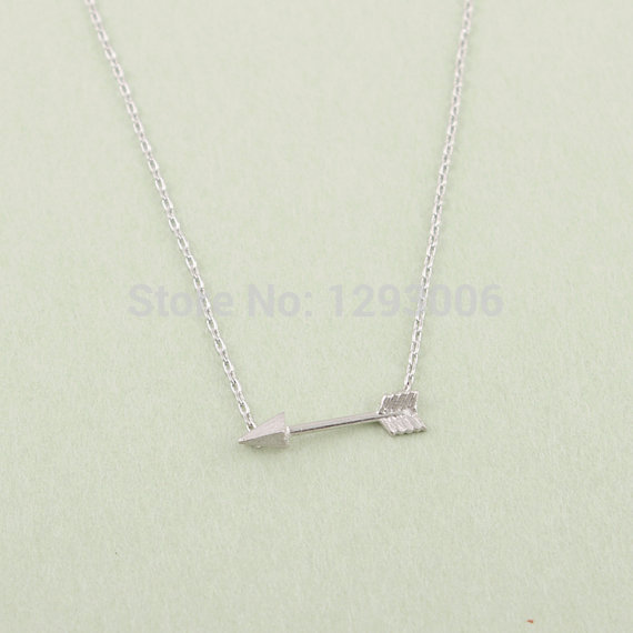 10PCS Gold Silver Tiny Horizontal Arrow Necklace Pendant for Women Simple Cute Sideways Arrow Necklace for Men