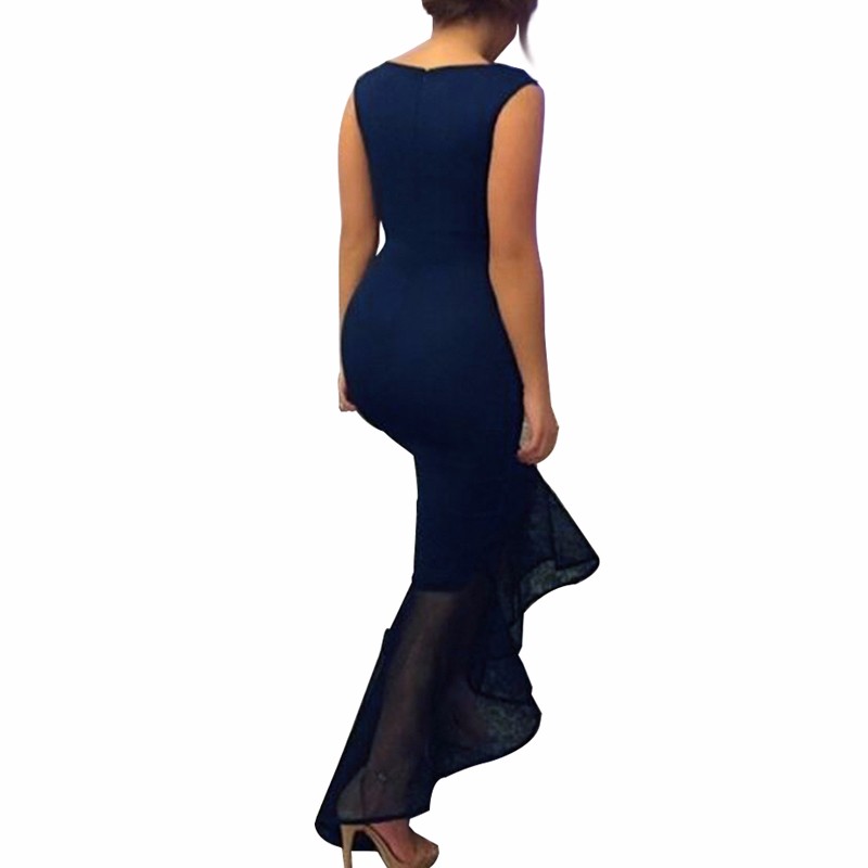 2015 Fashion Womens Dress Vintage Sleeveless O-neck Bodycon Patchwork Mermaid Maxi Long Elegant Ladies Party Dresses Clubwear FG1511