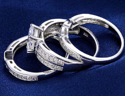 Size 5/6/7/8/9/10 Retro Jewelry 14kt white gold filled topaz Pear cut Simulated Diamond Women Wedding Ring set (3in 1) gift with box