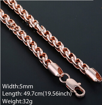 Wholesale-5mm Mens Chain Boys Jewellery Wheat Link Yellow Gold Filled GF Necklace Customized Wholesale Jewelry Free Shipping