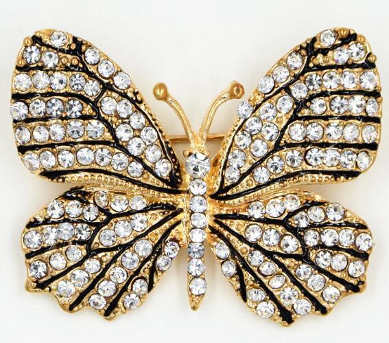 OneckOha Fashion Jewelry Colorful Rhinestone Butterfly Brooches Alloy Enameled Animal Brooch Pin Apparel Accessories