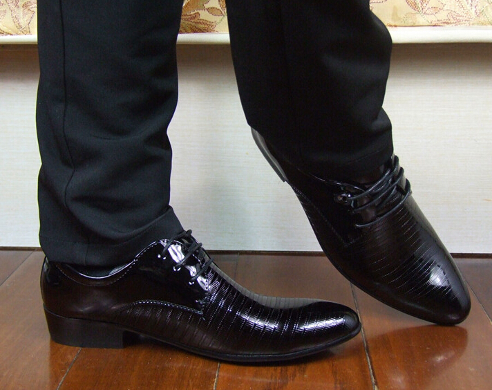 new spring autumn men leather shoes pointed toe patent business casual leather shoes lace up oxfords shoes