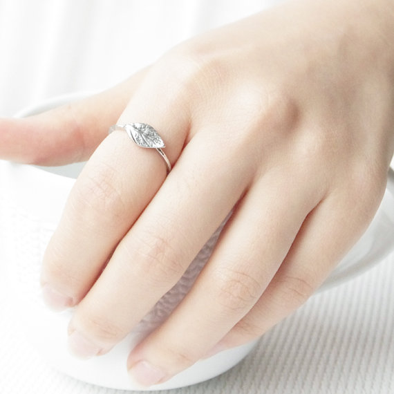 10PCS- R031 Gold Silver Simple Nature Leaf Ring Cute Olive Maple Plant Tree Leaf Ring Feather Ring Vine Rings for Ladies Women