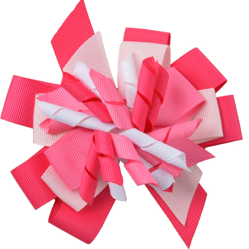 50pcs girl M2MG Hairbows Layered Korker curly ribbon Hair Bows clips Boutique Kids corker Hair bands Hairclips Headwear accessories PD014