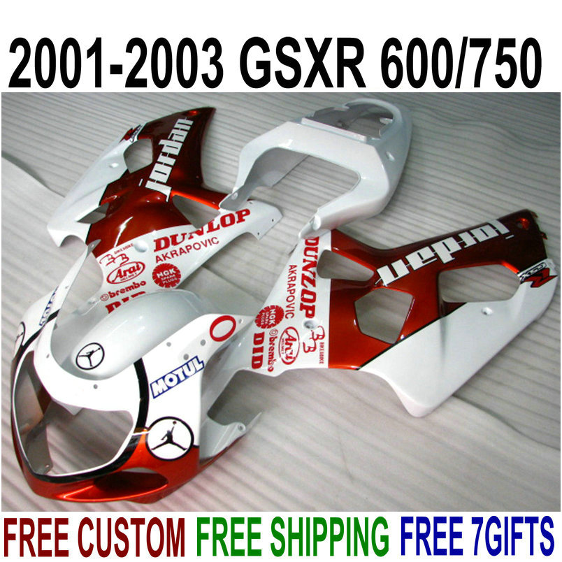 Plastic fairing kit for SUZUKI GSXR600 GSXR750 2001 2002 2003 K1 red white bodykits GSX-R600/750 01-03 fairings set RA9, Same as the picture shows
Plastic fairing kit for SUZUKI GSXR600 GSXR750 2001 2002 2003 K1 red white bodykits GSX-R600/750 01-03 fairings set RA9, Same as the picture shows