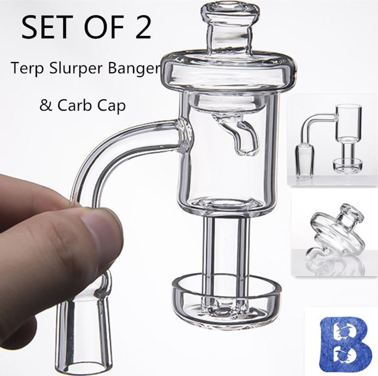Set Terp Vacuum Quartz Banger & Carb Cap Terp Slurper Banger 10mm 14mm 18mm Domeless Nail For Glass Bongs