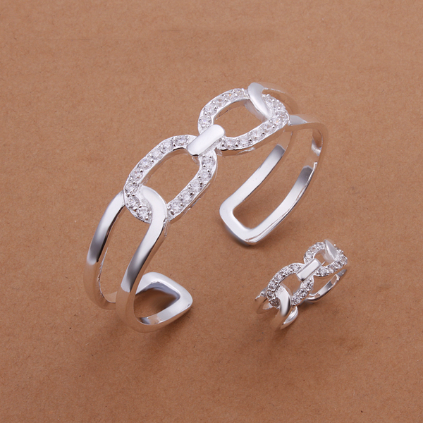 High grade 925 sterling silver Cross-O-Set jewelry sets DFMSS402 Factory direct sale wedding 925 silver earring ring