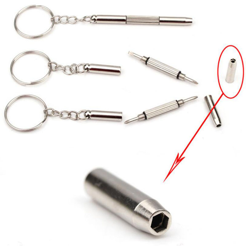 Wholesale 3 in 1 Aluminum Steel Eyeglass Screwdriver Sunglass Watch Repair Kit With Keychain Portable Screwdriver Hand Tools