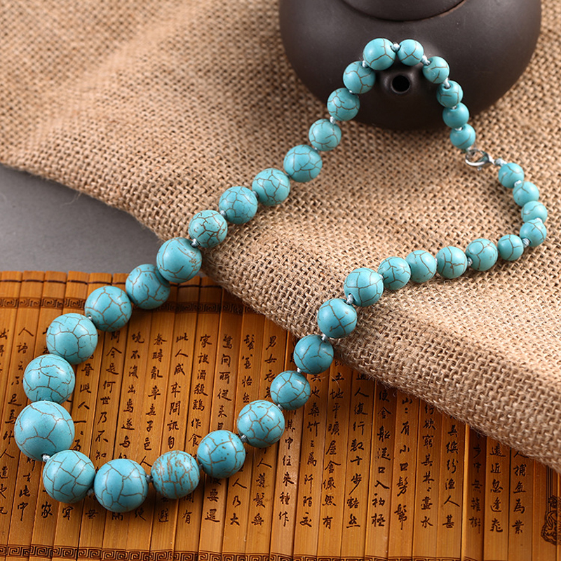 Classic Sizes Are Different Round Turquoise Beads Necklace Calaite Stone Chain Necklaces Women Choker Statement DIY Jewelry
Classic Sizes Are Different Round Turquoise Beads Necklace Calaite Stone Chain Necklaces Women Choker Statement DIY Jewelry