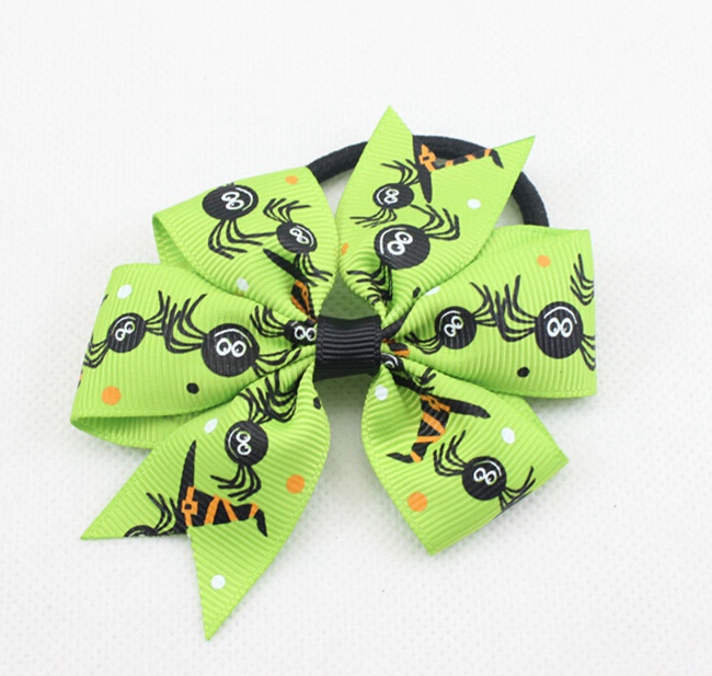 Happy Halloween hair bows clips spook Hair Tie Rope Bow Band cartoon 3" baby pumpkin chevron Hair bobbles Elastic Hair Band PJ5287